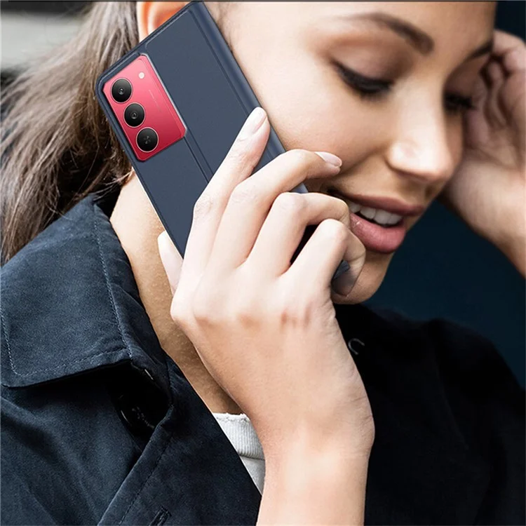 Für Realme 14x 5G / V60 Pro Hülle PU-Leder Telefonabdeckung mit Kartenfach, Ständer und magnetischem Verschluss - Blau