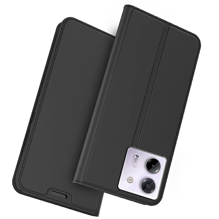 Für Xiaomi Poco M7 Pro 5G Hülle PU-Leder Handyhülle mit Kartenfach Ständer Magnetverschluss - Schwarz