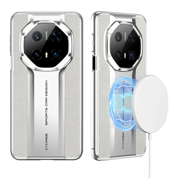 Funda magnética para teléfono GKK para Huawei Mate 70 RS Ultimate / Mate 70 Pro / Mate 70 Pro+ Cubierta trasera de piel PU + PC - Plata
