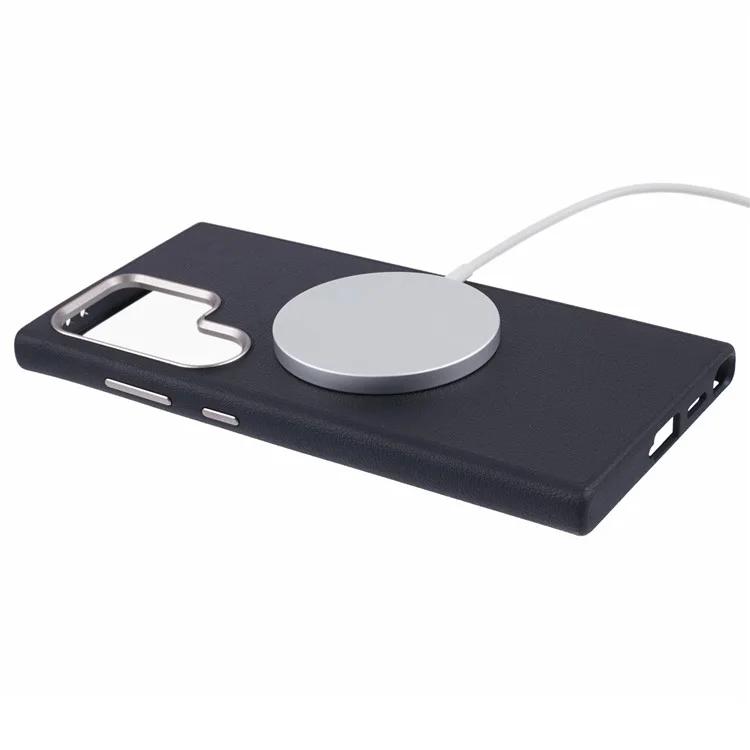 X-LEVEL Hülle für Samsung Galaxy S25 Ultra kompatibel mit MagSafe, PU-Leder, Hartplastik-Handyhülle - Schwarz