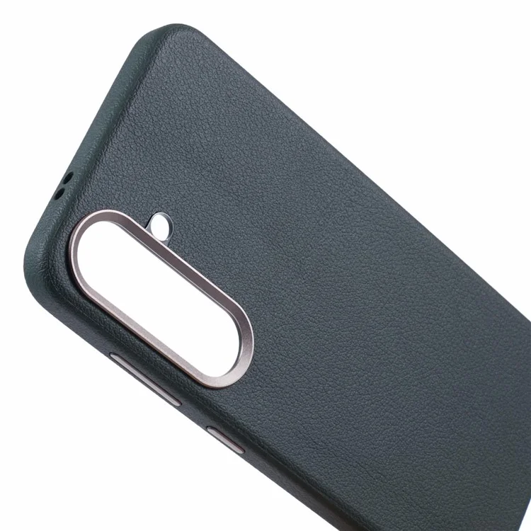 Coque pour Samsung Galaxy S25+ compatible avec MagSafe, en cuir PU et PC dur - Verte