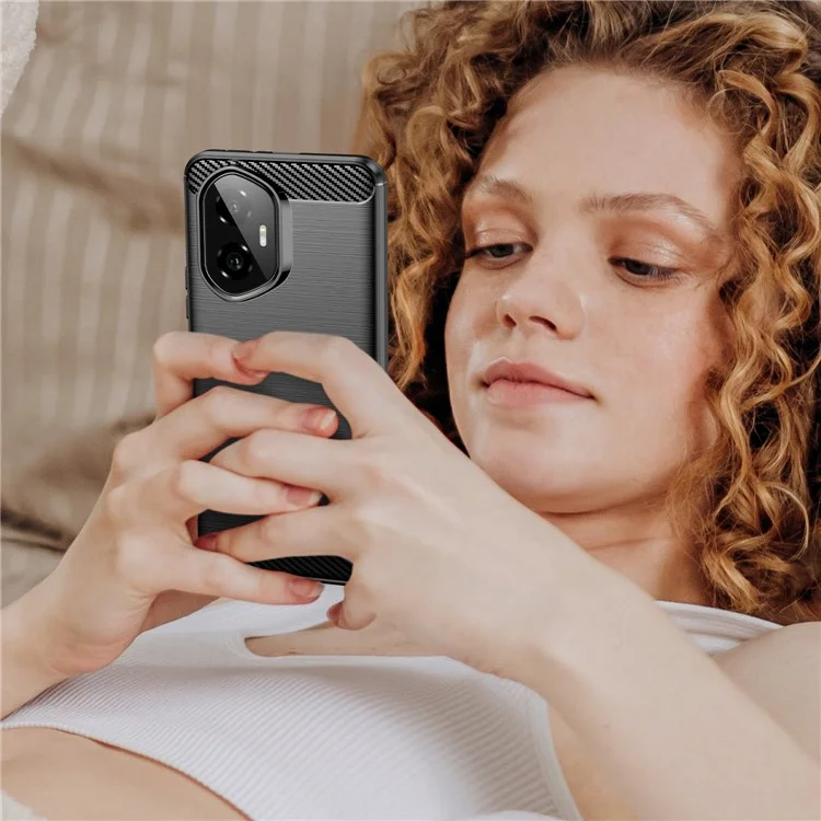 Für Honor 300 Case Carbon Fiber Texture Bürstenprägung Telefonrückseite - Schwarz