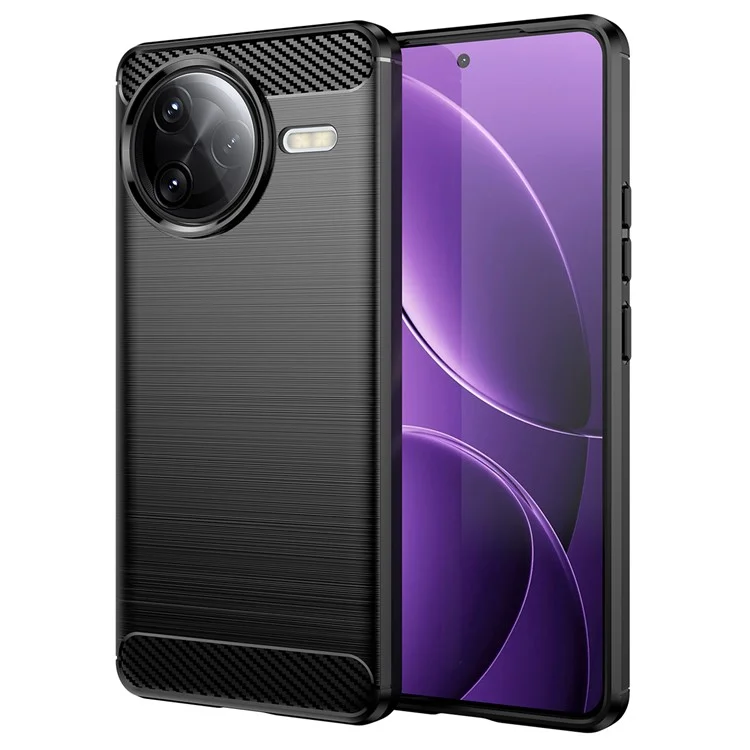 Funda para Xiaomi Redmi K80 Pro 5G con textura de fibra de carbono y acabado cepillado - Negro
