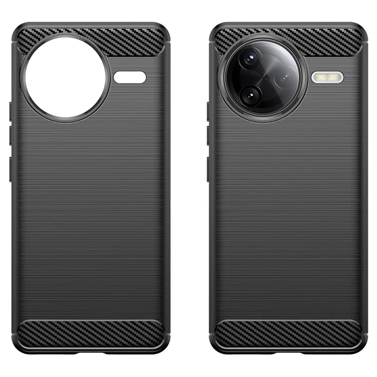 Funda para Xiaomi Redmi K80 Pro 5G con textura de fibra de carbono y acabado cepillado - Negro