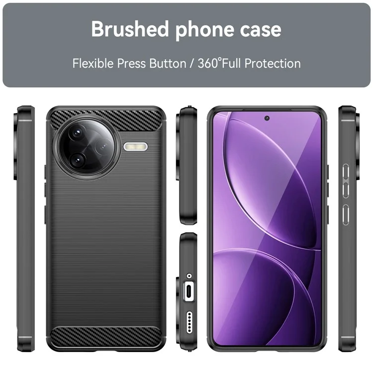 Funda para Xiaomi Redmi K80 Pro 5G con textura de fibra de carbono y acabado cepillado - Negro
