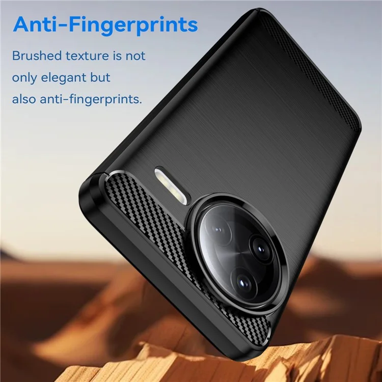 Funda para Xiaomi Redmi K80 Pro 5G con textura de fibra de carbono y acabado cepillado - Negro