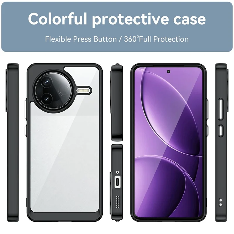 For Xiaomi Poco F7 Pro 5G / Redmi K80 5G Case TPU + Acrylic Protective Clear Phone Cover - Black
