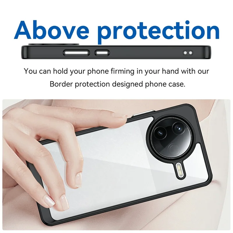 For Xiaomi Poco F7 Pro 5G / Redmi K80 5G Case TPU + Acrylic Protective Clear Phone Cover - Black