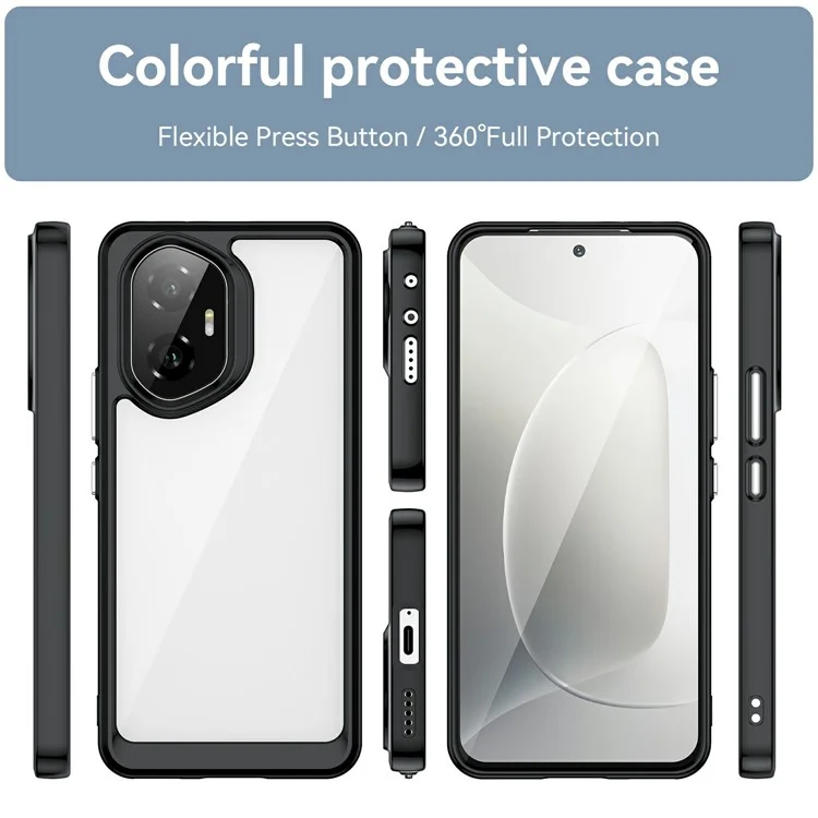 Coque de protection transparente en TPU + acrylique pour Honor 300 - Noir
