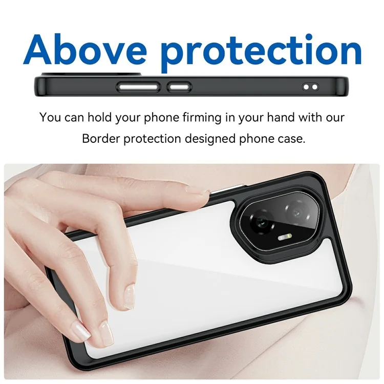 Coque de protection transparente en TPU + acrylique pour Honor 300 - Noir