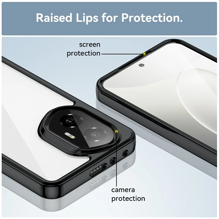 Coque de protection transparente en TPU + acrylique pour Honor 300 - Noir