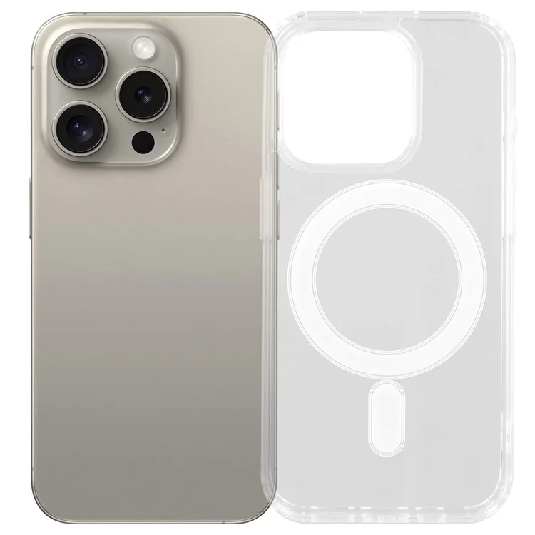 Funda compatible con iPhone 15 Pro Max para MagSafe, de TPU + cubierta de teléfono acrílica transparente