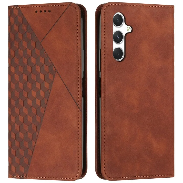Für Samsung Galaxy A36 5G Handyhülle Geprägte PU-Leder Geldbörse Stand Case - Braun