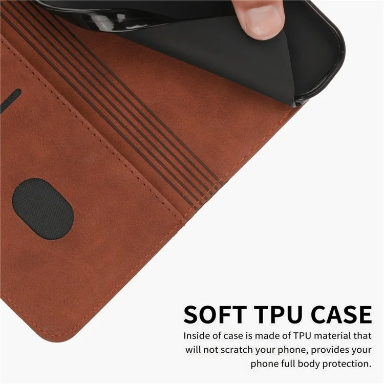 Für Samsung Galaxy A36 5G Handyhülle Geprägte PU-Leder Geldbörse Stand Case - Braun