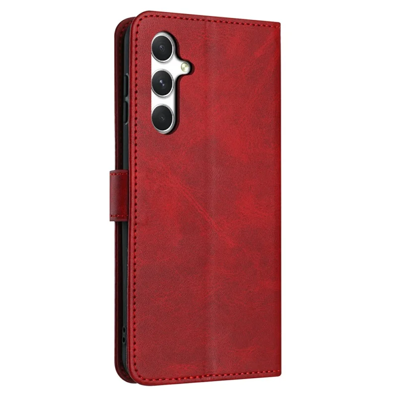 Für Samsung Galaxy A36 5G Hülle Flip Stand PU-Leder Brieftasche Handyhülle Kalbsleder-Textur - Rot