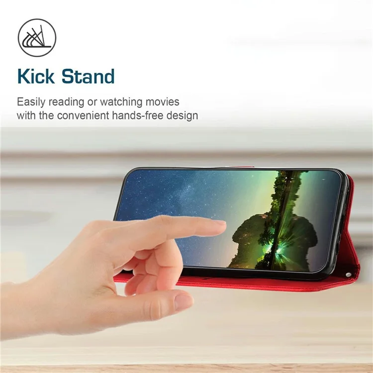 Für Samsung Galaxy A36 5G Hülle Handtasche Bedruckter Dreieck Leder Telefonabdeckung - Rot