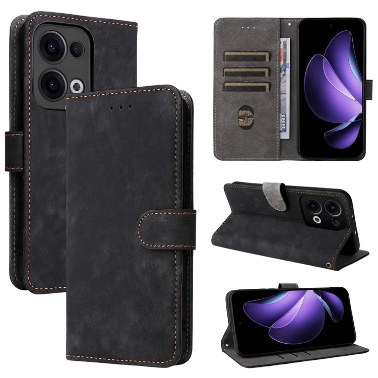 Für Oppo Reno13 5G (Global) Wallet Case RFID-blockierender PU-Leder-Cover-Ständer - Schwarz
