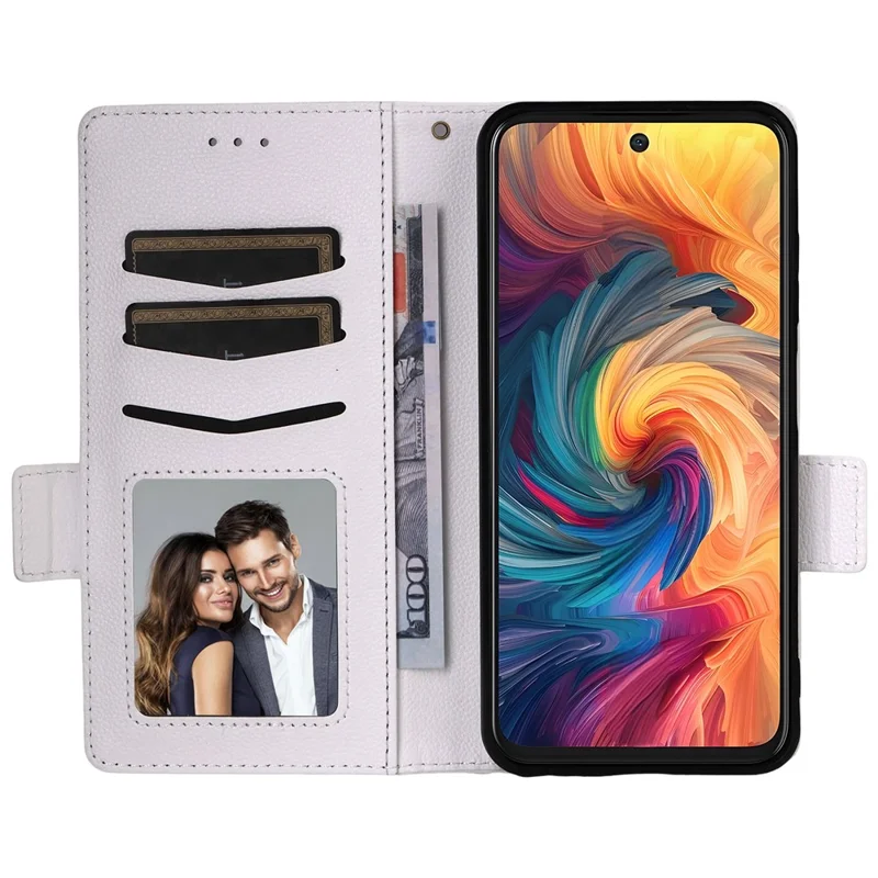 Для чехла ZTE Blade V70 / nubia V70 - Белый кожаный кошелек с текстурой личи с откидной крышкой