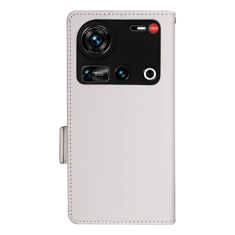Для чехла ZTE nubia Z70 Ultra, текстура личи, кожаный кошелек, флип-чехол для телефона - белый