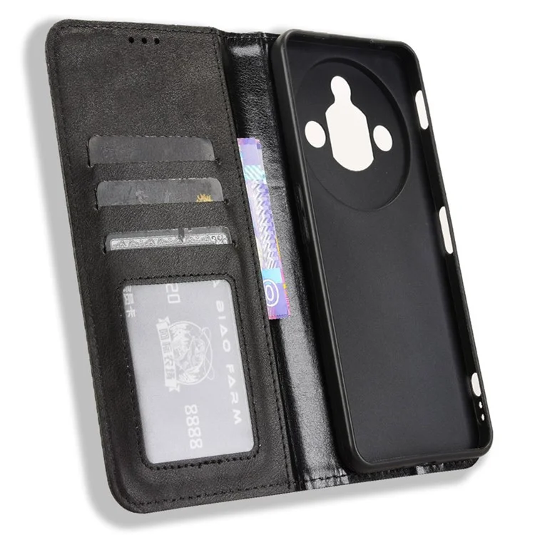 Étui portefeuille en cuir rétro pour ZTE nubia Focus Pro, support, housse de téléphone - Noir