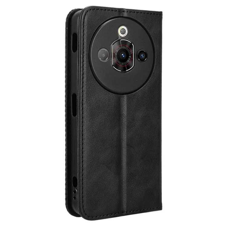 Étui portefeuille en cuir rétro pour ZTE nubia Focus Pro, support, housse de téléphone - Noir