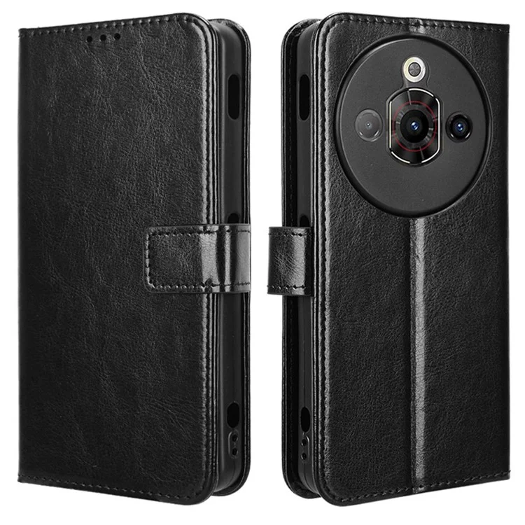 Для чехла ZTE nubia Focus Pro Crazy Horse Texture PU Leather Phone Wallet Cover - Черный