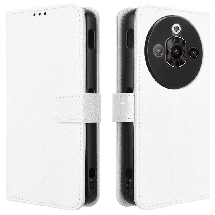 Capa para ZTE nubia Focus Pro em couro sintético com textura de diamante - Branca