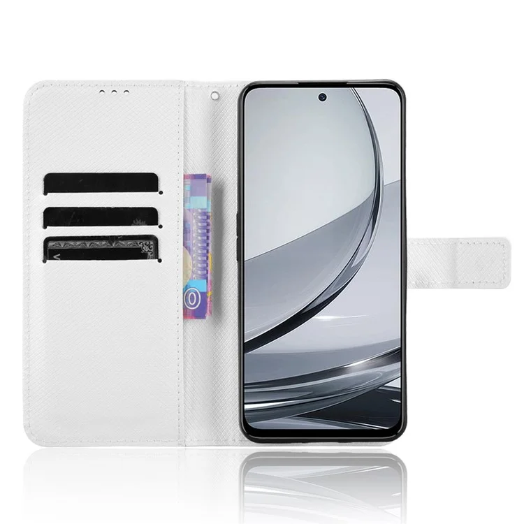 Capa para ZTE nubia Focus Pro em couro sintético com textura de diamante - Branca