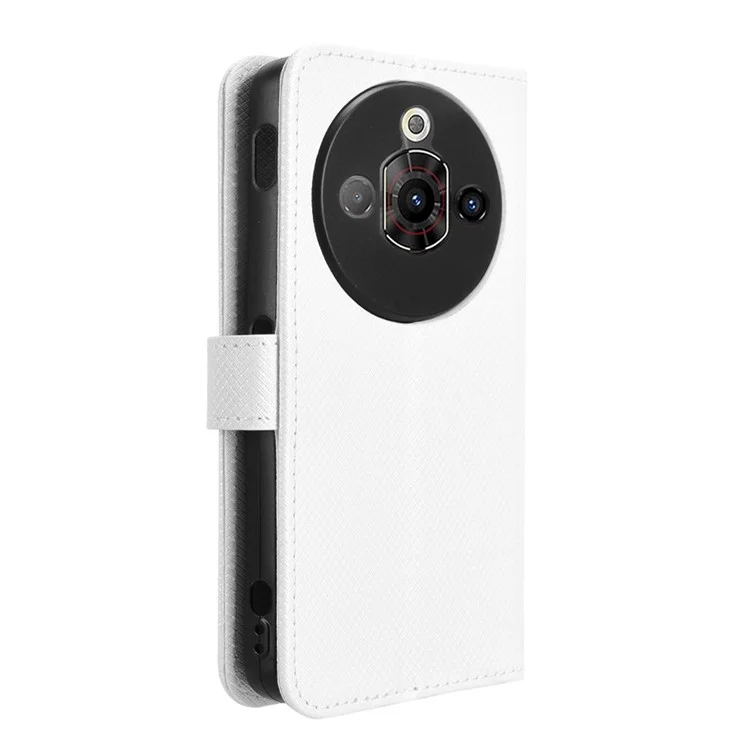 Capa para ZTE nubia Focus Pro em couro sintético com textura de diamante - Branca