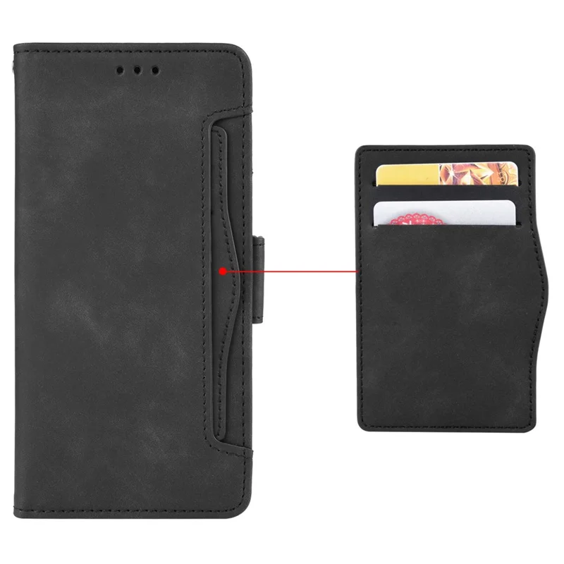 For Oukitel C58 Pro / C58 Leather Case Phone Wallet Cover with Multiple Card Slots - Black