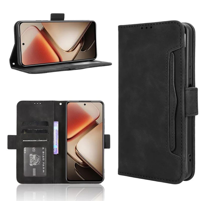For Oukitel C58 Pro / C58 Leather Case Phone Wallet Cover with Multiple Card Slots - Black