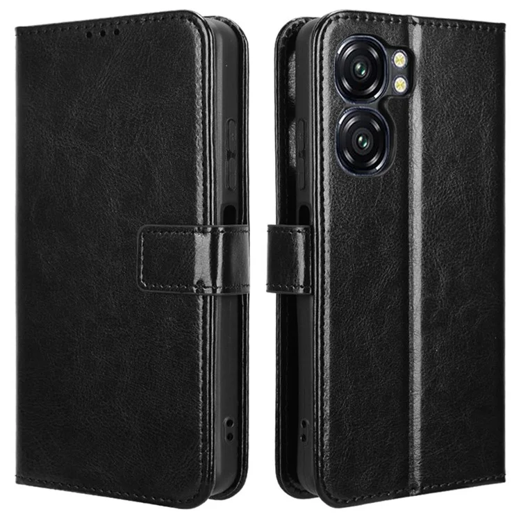 Для Oukitel C58 Pro / C58 Crazy Horse Texture PU Leather Phone Wallet Cover - Черный