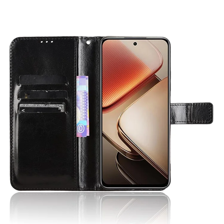 Для Oukitel C58 Pro / C58 Crazy Horse Texture PU Leather Phone Wallet Cover - Черный