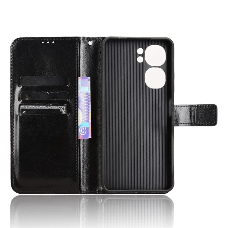Для Oukitel C58 Pro / C58 Crazy Horse Texture PU Leather Phone Wallet Cover - Черный