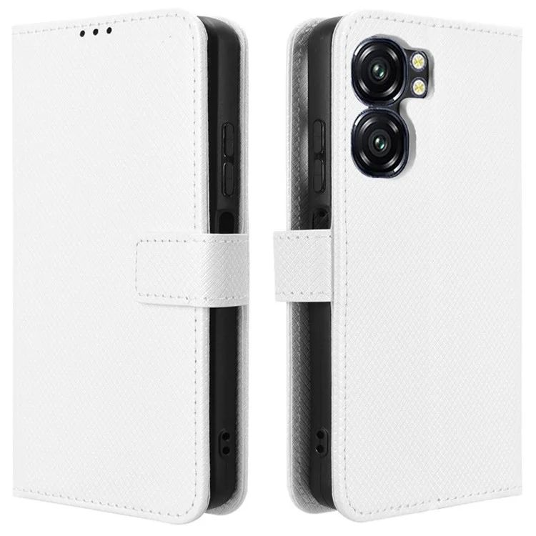 Для Oukitel C58 Pro / C58 Чехол из искусственной кожи с алмазным узором Чехол-бумажник для телефона - Белый