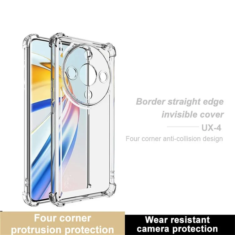 IMAK UX-4 Series для Honor X9b 5G / Magic6 Lite 5G, чехол с прямой рамкой, четырехугольный, противоударный, прозрачный TPU-чехол