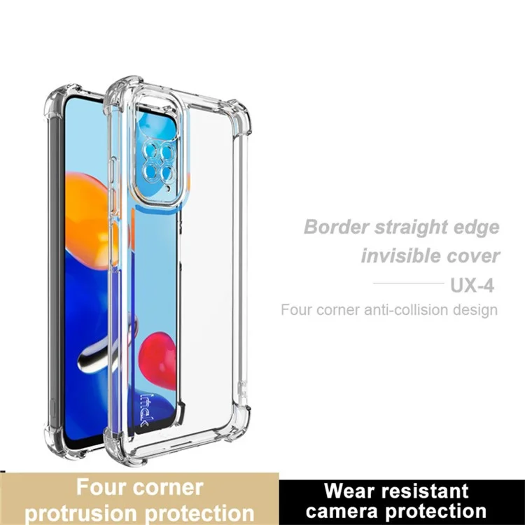 Étui IMAK UX-4 Series pour Xiaomi Redmi Note 11 4G / 11S 4G avec cadre droit et protection des quatre coins, en TPU transparent antichoc.