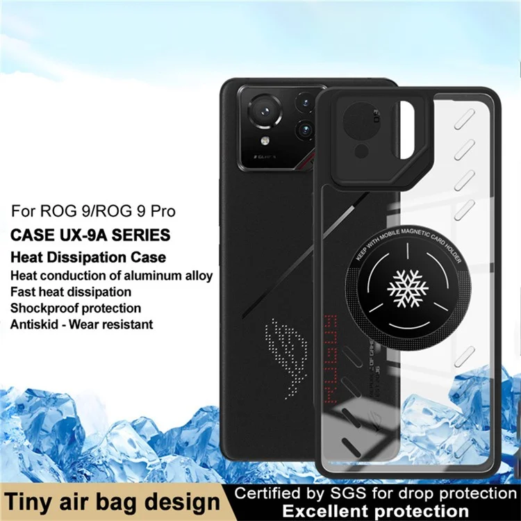IMAK UX-9A для Asus ROG Phone 9 Pro 5G / Phone 9 5G Прозрачный чехол с рассеиванием тепла ПК ТПУ Чехол для телефона