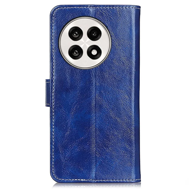 Custodia in pelle per OnePlus 13R 5G / Ace 5 5G, cover per telefono con texture pelle bovina - Blu