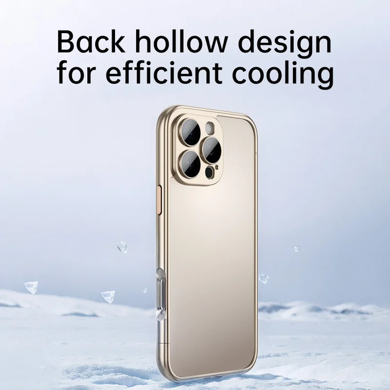 For iPhone 16 Pro Bumper Case Electroplating Hard PC Protective Cover with Camera Lens Film - Gold