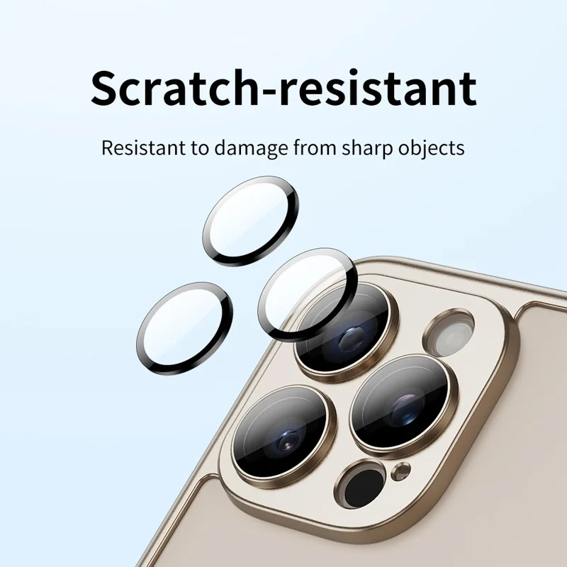 For iPhone 16 Pro Bumper Case Electroplating Hard PC Protective Cover with Camera Lens Film - Gold