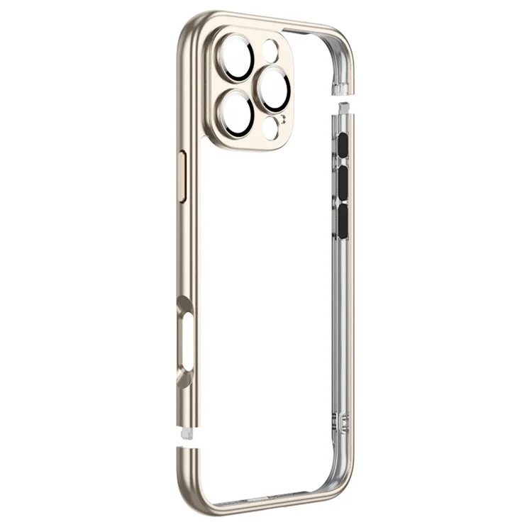Custodia paraurti per iPhone 16 Pro Max, rivestimento protettivo in PC rigido con elettroplaccatura e pellicola per obiettivo della fotocamera - Oro
