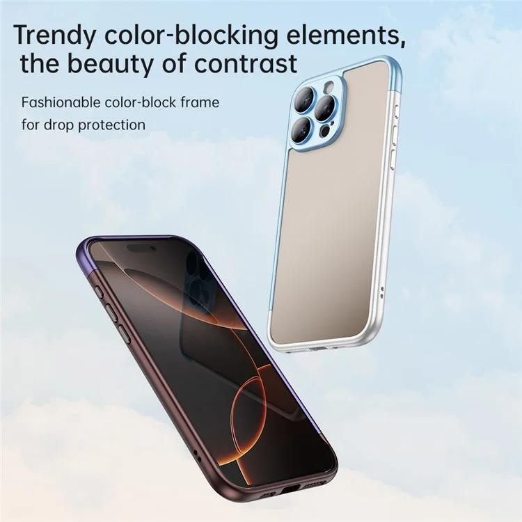 Чехол для iPhone 16 Pro Max, жесткий ПК с резиновой рамкой, задняя панель с полым дизайном, матовый чехол для телефона с пленкой из закаленного стекла - серебристый