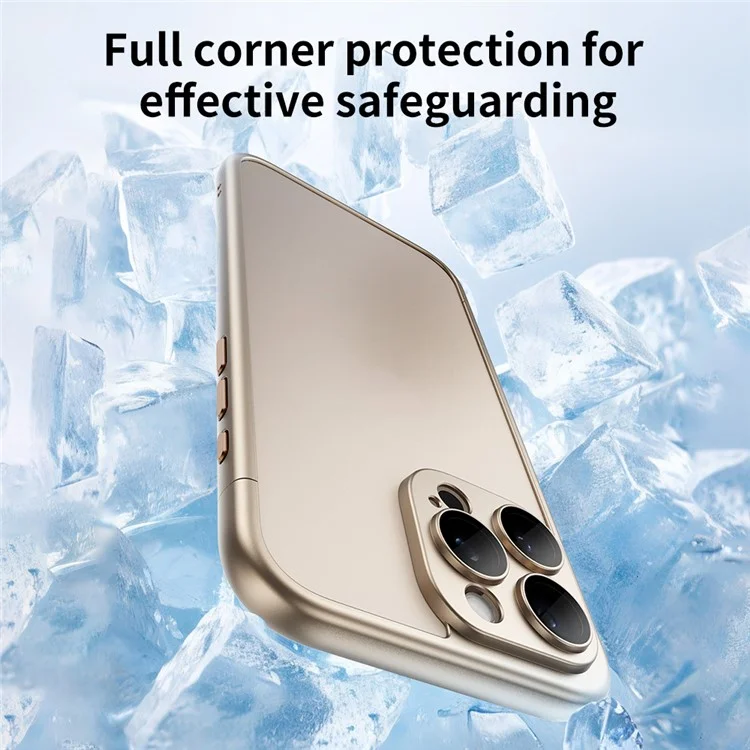 Capa rígida de PC com moldura emborrachada para iPhone 16 Pro, design oco com cobertura de telefone fosca e película de lente de vidro - Verde