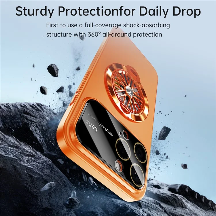 Custodia per iPhone 16 Pro Max compatibile con MagSafe, cover per telefono in PC rigido con supporto - Arancione
