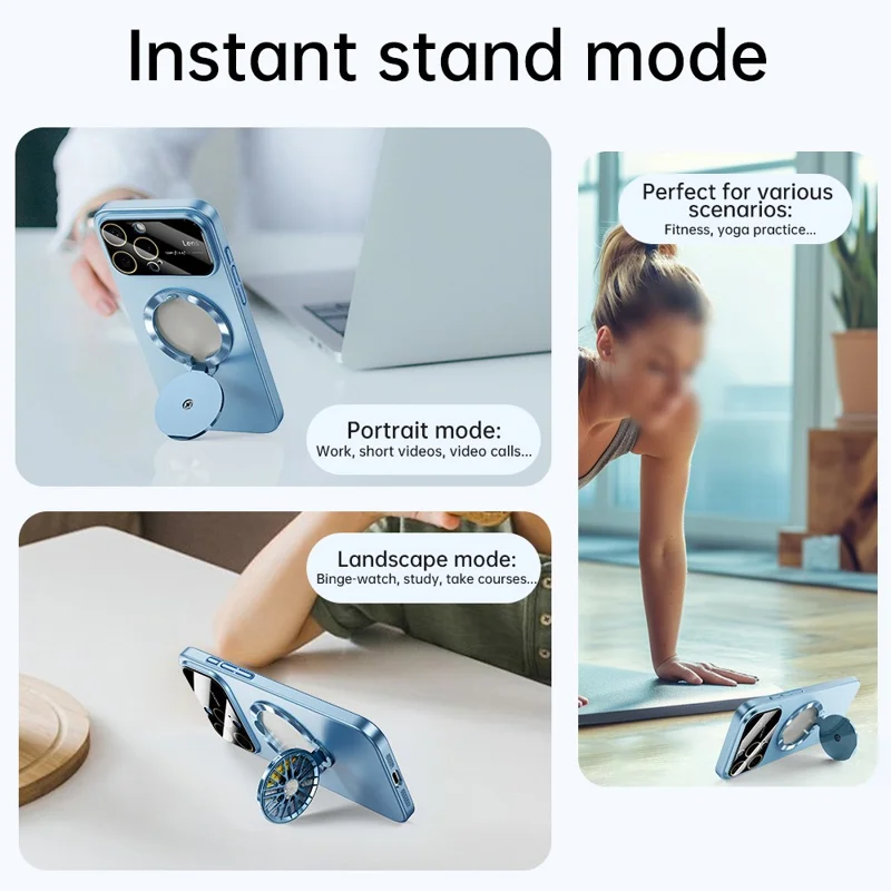 For iPhone 16 Pro Max Case Compatible with MagSafe Hard PC Kickstand Phone Cover - Blue