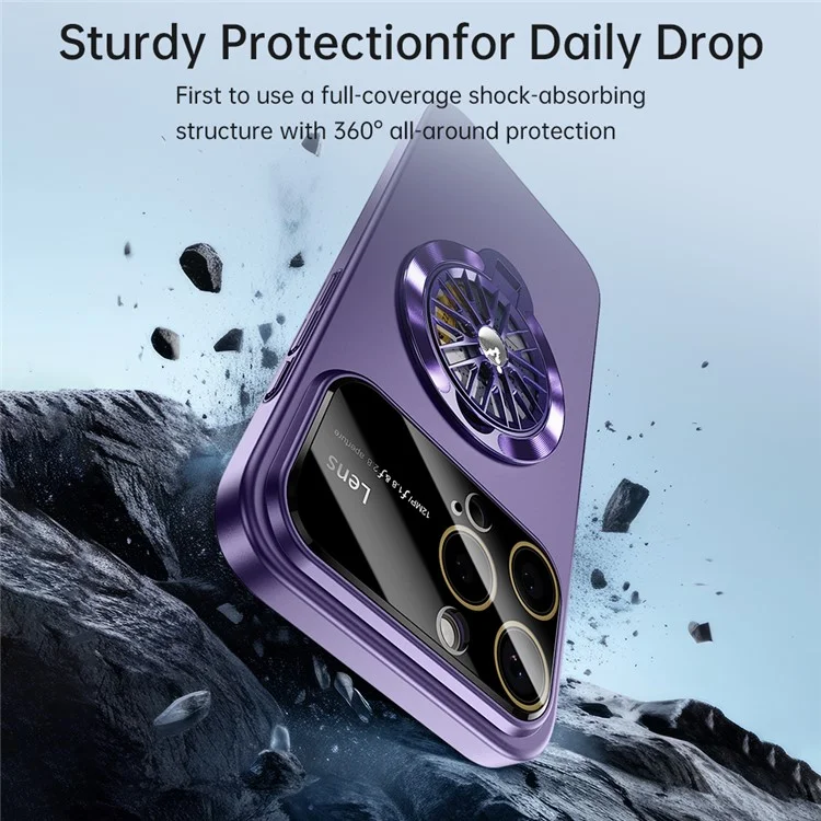 Capa para iPhone 16 Pro compatível com MagSafe, capa de telefone de PC rígido com suporte - Roxo escuro