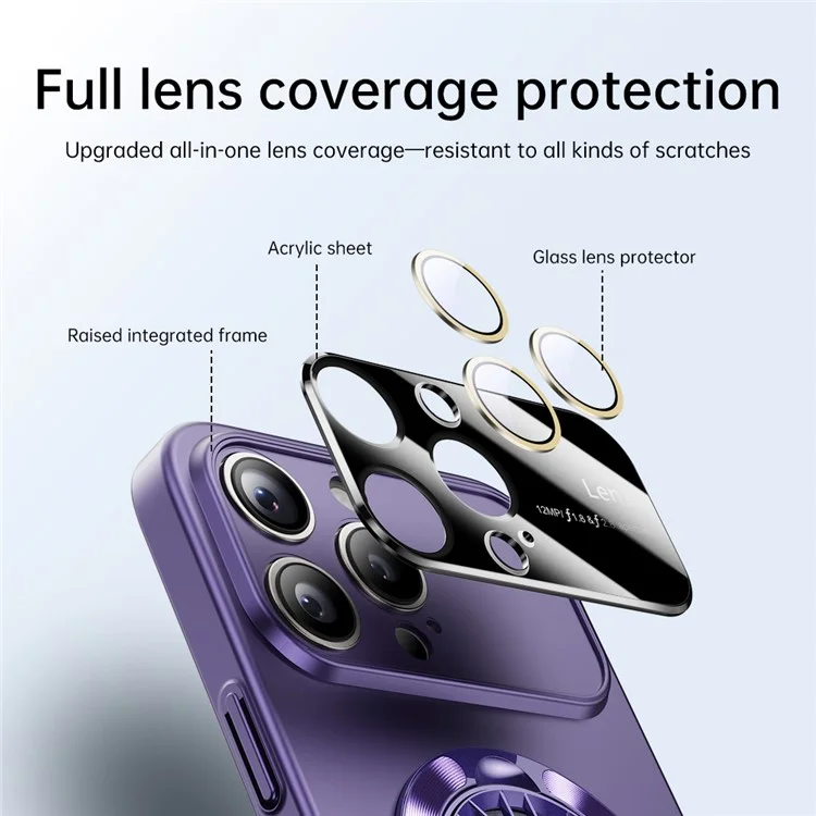 Capa para iPhone 16 Pro compatível com MagSafe, capa de telefone de PC rígido com suporte - Roxo escuro