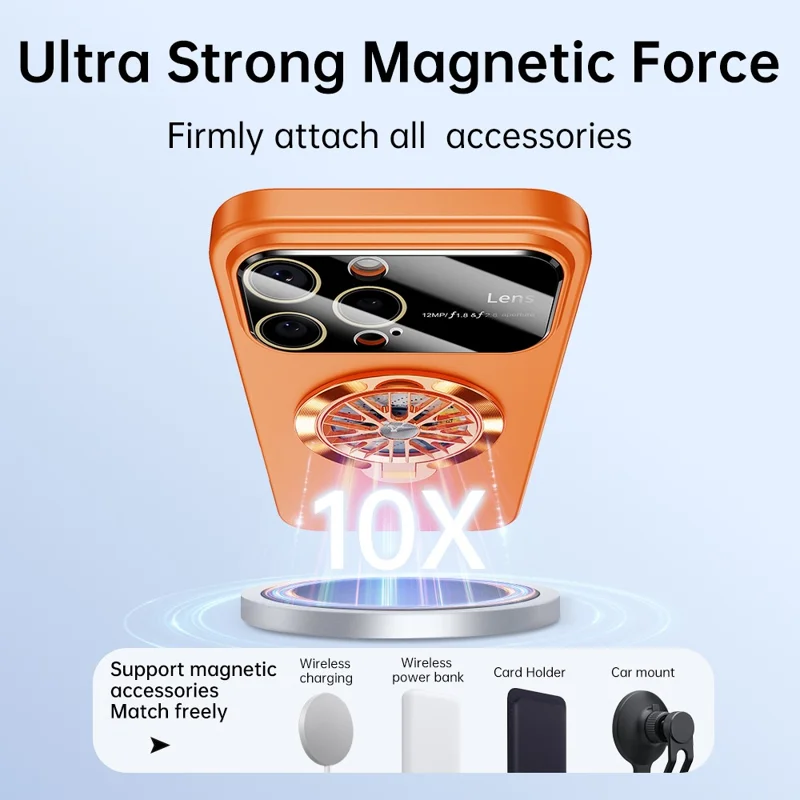 For iPhone 16 Pro Case Compatible with MagSafe Hard PC Kickstand Phone Cover - Orange