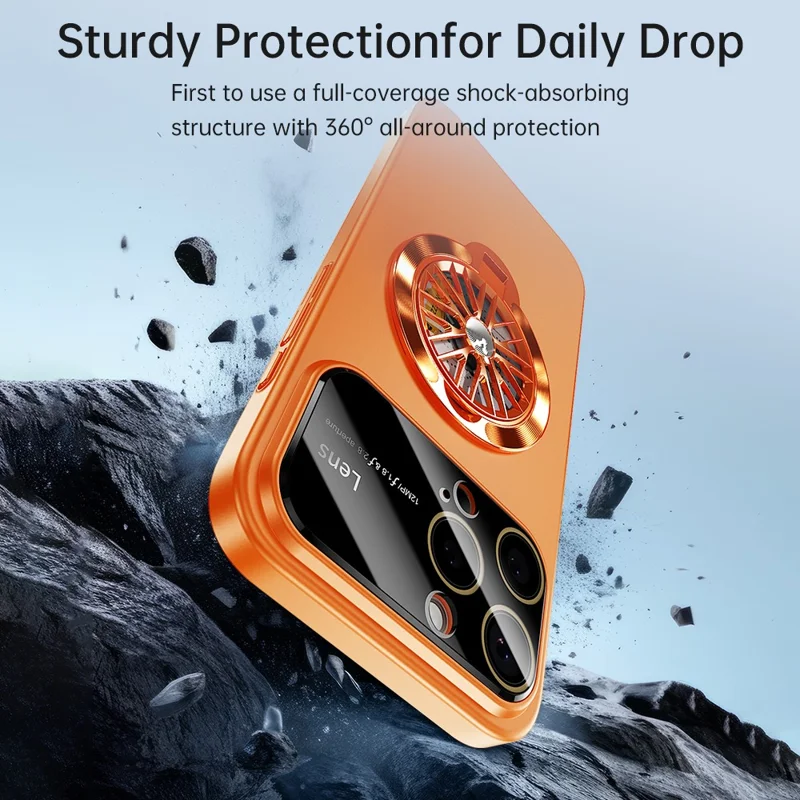 For iPhone 16 Pro Case Compatible with MagSafe Hard PC Kickstand Phone Cover - Orange